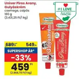 Spar Univer Piros Arany, Gulyáskrém ajánlat