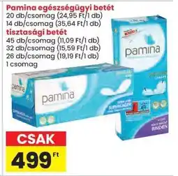 Spar Pamina egészségügyi betét ajánlat