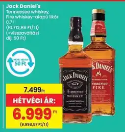 Spar Jack Daniel's Tennessee whiskey, Fire whiskey-alapú likőr ajánlat