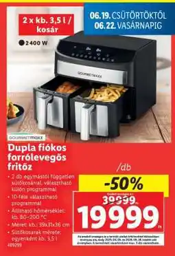 Lidl GOURMETMAXX Dupla fiókos forrólevegős fritőz ajánlat