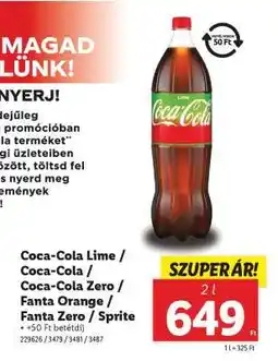 Lidl Coca-Cola Lime / Coca-Cola / Coca-Cola Zero / Fanta Orange / Fanta Zero / Sprite ajánlat