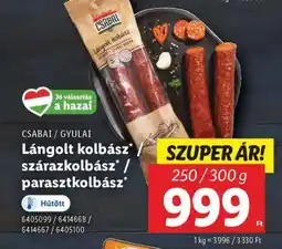 Lidl Csabai / Gyulai Lángolt kolbász / szárazkolbász / parasztkolbász ajánlat