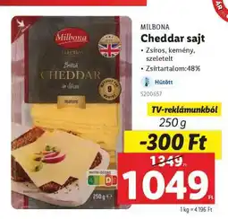 Lidl MILBONA Cheddar sajt ajánlat