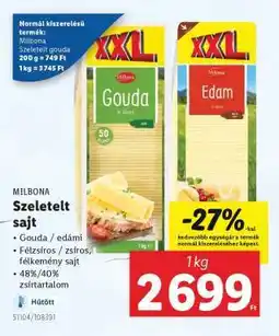 Lidl Milbona Szeletelt sajt ajánlat