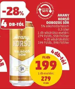 PENNY Arany Korsó Dobozos Sör ajánlat