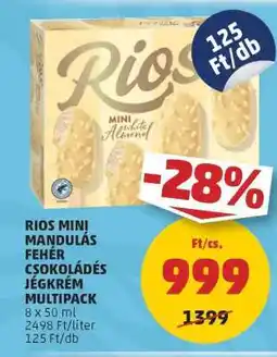 PENNY RIOS MINI MANDULÁS FEHÉR CSOKOLÁDÉS JÉGKRÉM MULTIPACK ajánlat