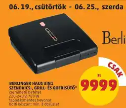 PENNY Berlinger Haus 3in1 Szendvics-, Grill- és Gofrisütő ajánlat