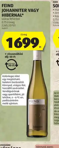 ALDI Feind Johanniter vagy Hibernal ajánlat