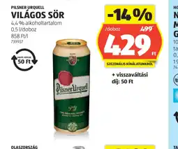 ALDI Pilsner Urquell Világos Sör ajánlat