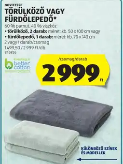 ALDI Novitesse törülköző vagy fürdőlepedő ajánlat