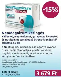 Benu Gyógyszertárak NeoMagnizum keringés tabletta ajánlat