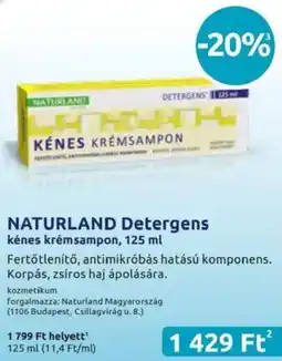 Benu Gyógyszertárak NATURLAND Detergens kénes krémsampon ajánlat