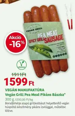Herbaház VEGÁN MANUFAKTÚRA Vegán Grill Pea Meat Pikáns Bászka ajánlat