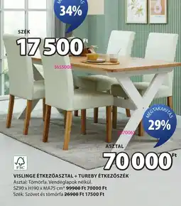 JYSK Vislinge étkezőasztal + tureby étkezőszék ajánlat