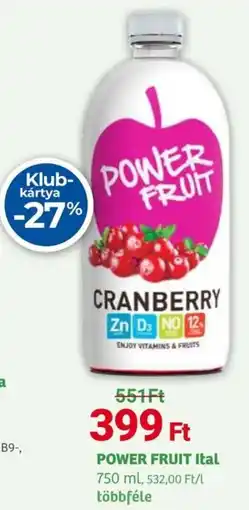 Herbaház POWER FRUIT Ital ajánlat