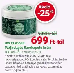 Herbaház UW CLASSIC Teafaolajos Sarokápoló krém ajánlat