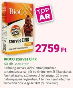 Herbaház BioCo szerves Cink ajánlat