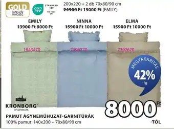 JYSK Kronborg pamut ágyneműhuzat-garnitúrák ajánlat