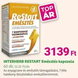 Herbaház INTERHERB ReStart Emésztés kapszula ajánlat