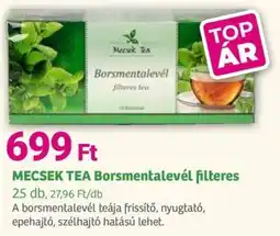 Herbaház Mecsek Tea Borsmentalevél filteres ajánlat