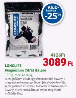 Herbaház LONGLIFE Magnézium Citrát italpor ajánlat