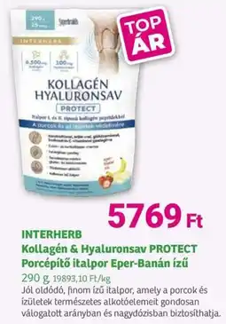 Herbaház INTERHERB Kollagén & Hyaluronsav PROTECT Porcépítő italpor Eper-Banán ízű ajánlat