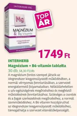 Herbaház INTERHERB Magnézium + B6-vitamin tabletta ajánlat