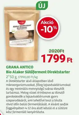 Herbaház Grana Antico Bio Alakor Sütőferment Direktstarter ajánlat