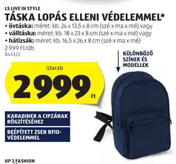 ALDI Ls live in style táska lopás elleni védelemmel ajánlat