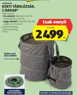 ALDI Gardenline kerti tárolózsák ajánlat