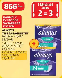 Auchan Always tisztasági betét ajánlat