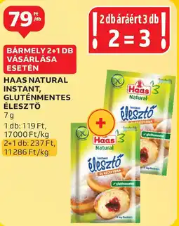 Auchan Haas natural instant, gluténmentes élesztő ajánlat