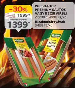 Auchan Wiesbauer prémium sajtos vagy bécsi virsli ajánlat