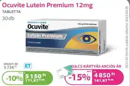 Kulcs Patika Ocuvite Lutein Premium tabletta ajánlat