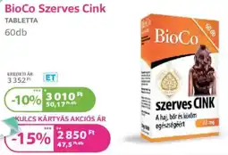 Kulcs Patika BioCo Szerves Cink tabletta ajánlat