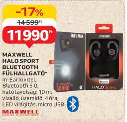 Auchan Maxwell halo sport bluetooth fülhallgató ajánlat