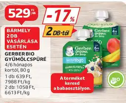 Auchan Gerber bio gyümölcspüré ajánlat