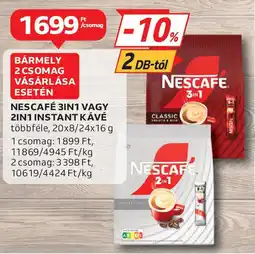 Auchan Nescafé 3in1 vagy 2in1 instant kávé ajánlat