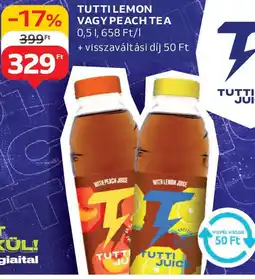 Auchan Tutti lemon vagy peach tea ajánlat