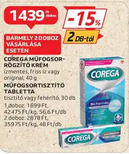 Auchan Corega műfogsor- rögzítő krém stb. ajánlat