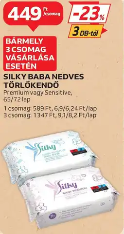Auchan Silky baba nedves törlőkendő ajánlat