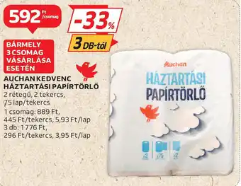 Auchan Auchan kedvenc háztartási papírtörlő ajánlat