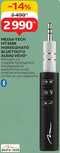 Auchan Media-tech mt3588 hordozható bluetooth audio vevő ajánlat