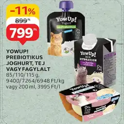 Auchan Yowup! prebiotikus joghurt, tej vagy fagylalt ajánlat