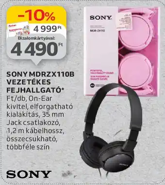 Auchan Sony mdrzx110b vezetékes fejhallgató ajánlat