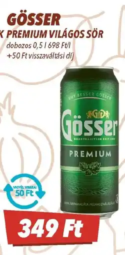 CBA Gösser premium világos sör ajánlat