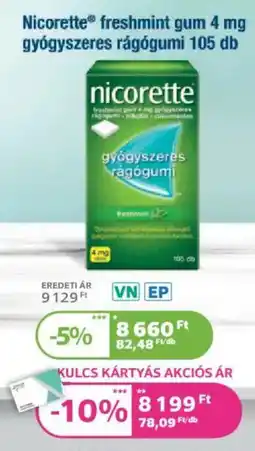 Kulcs Patika Nicorette freshmint gum gyógyszeres rágógumi ajánlat