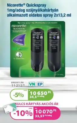 Kulcs Patika Nicorette Quickspray szájnyálkahártyán alkalmazott oldatos spray ajánlat