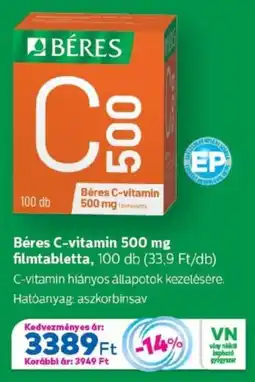 Gyöngy Patikák Béres C-vitamin 500 mg filmtabletta ajánlat