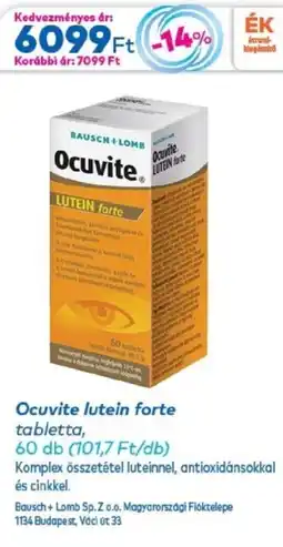 Ocuvite lutein forte tabletta